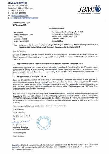 Thumbnail JBM Auto Quarterly Report 2023-q3