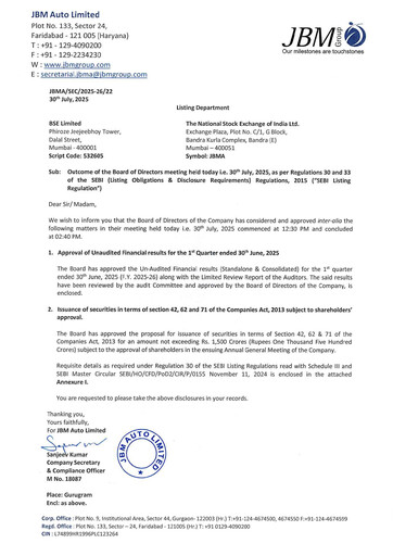 Thumbnail JBM Auto Quarterly Report 2025-q1