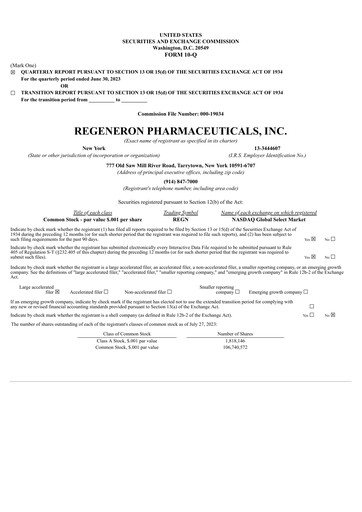 Thumbnail Regeneron Pharmaceuticals Quarterly Report 2023-q2