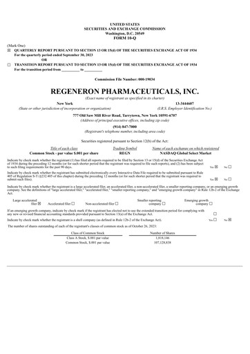Thumbnail Regeneron Pharmaceuticals Quarterly Report 2023-q3