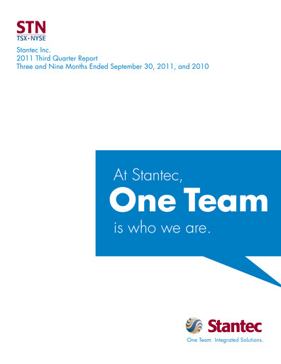 Thumbnail Stantec Quarterly Report 2011-q3