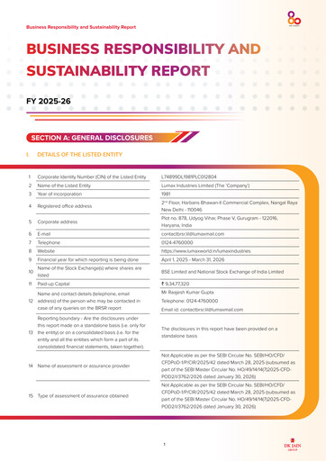 Thumbnail Lumax Industries Sustainability Report 2025-2026