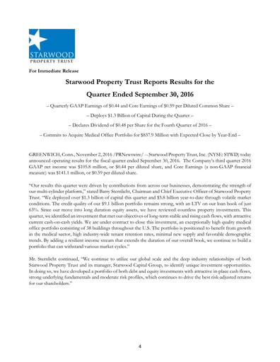 Thumbnail Starwood Property Trust Quarterly Report 2016-q3