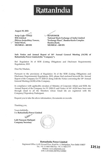 Miniature RattanIndia Power Rapport annuel 2020-2021