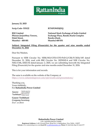 Vorschaubild RattanIndia Power Finanzmitteilung 2024