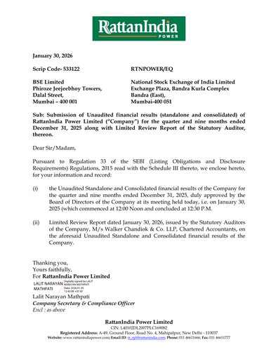 Vorschaubild RattanIndia Power Quartalsbericht 2025-q3