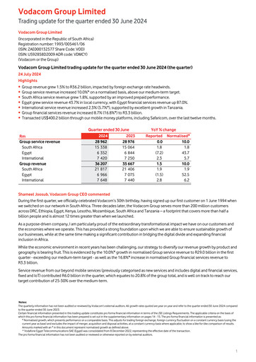 Vorschaubild Vodacom
 Quartalsbericht 2025-q1