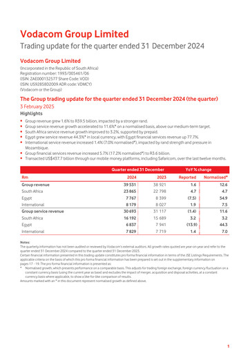 Vorschaubild Vodacom
 Quartalsbericht 2025-q3