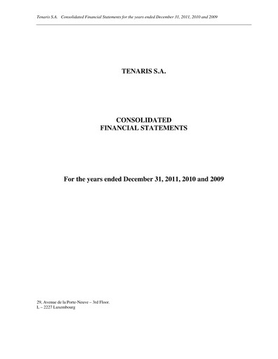 Thumbnail Tenaris Financial Statement 2011