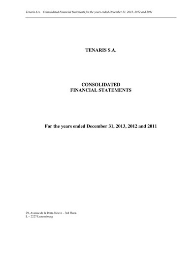 Thumbnail Tenaris Financial Statement 2013
