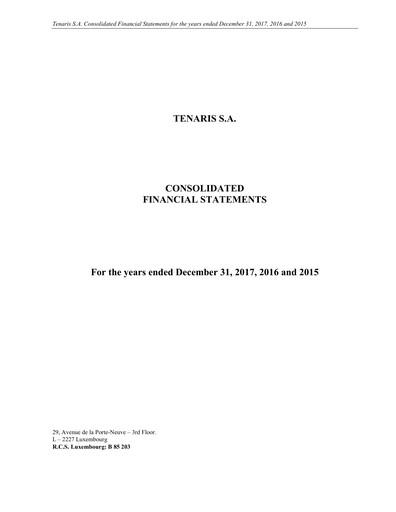 Thumbnail Tenaris Financial Statement 2017
