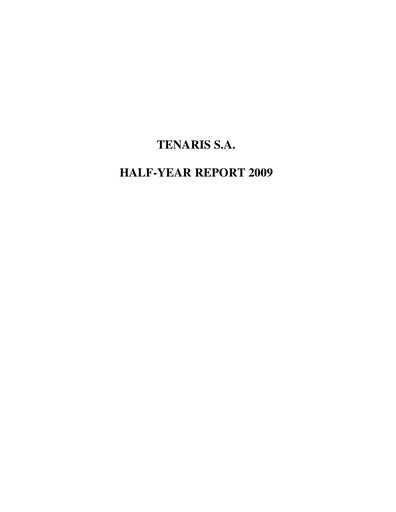 Thumbnail Tenaris Half-year Report 2009-h1