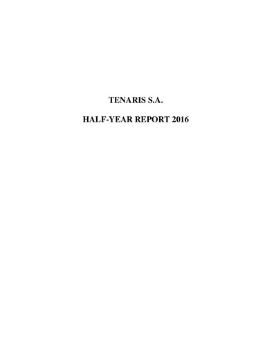 Thumbnail Tenaris Half-year Report 2016-h1