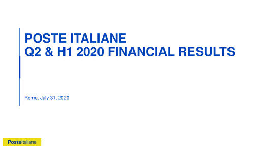 Miniature Poste Italiane
 Rapport semestriel 2020-h1