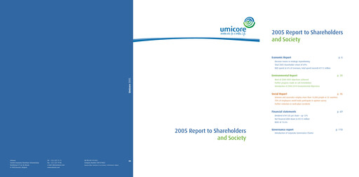 Miniature Umicore Rapport annuel 2005