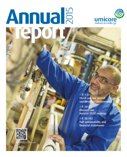 Miniature Umicore Rapport annuel 2015