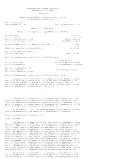 Thumbnail Texas Pacific Land Corporation
 Annual Report 1999