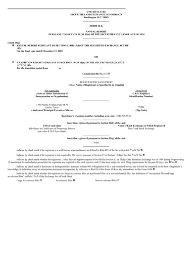 Thumbnail Texas Pacific Land Corporation
 Annual Report 2005