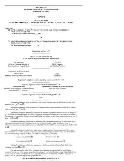 Thumbnail Texas Pacific Land Corporation
 Annual Report 2007