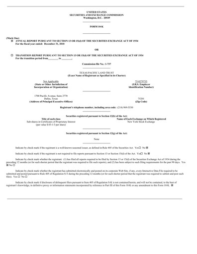 Thumbnail Texas Pacific Land Corporation
 Annual Report 2010