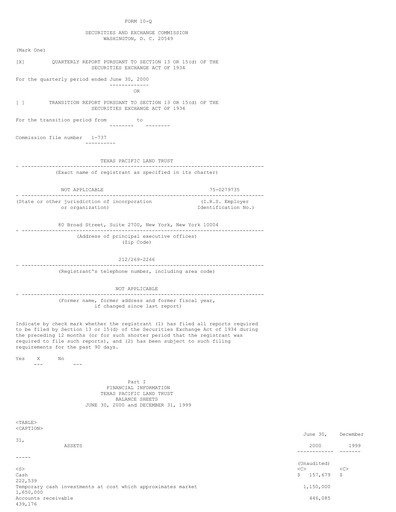 Thumbnail Texas Pacific Land Corporation
 Quarterly Report 2000-q2