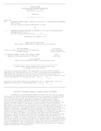 Thumbnail Texas Pacific Land Corporation
 Quarterly Report 2003-q1