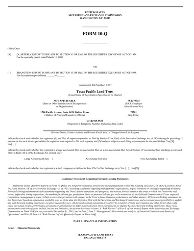 Thumbnail Texas Pacific Land Corporation
 Quarterly Report 2006-q1