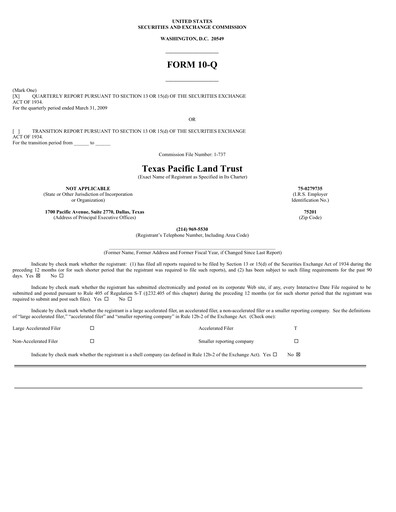 Thumbnail Texas Pacific Land Corporation
 Quarterly Report 2009-q1
