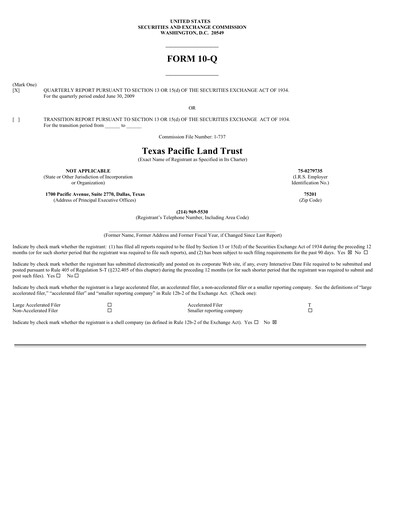 Thumbnail Texas Pacific Land Corporation
 Quarterly Report 2009-q2