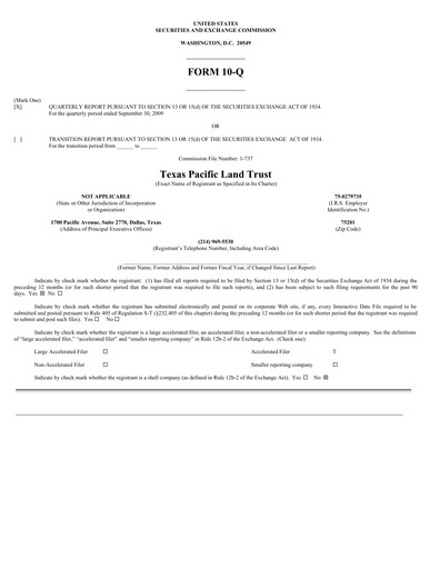 Thumbnail Texas Pacific Land Corporation
 Quarterly Report 2009-q3