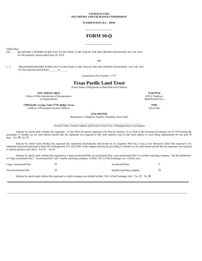Thumbnail Texas Pacific Land Corporation
 Quarterly Report 2010-q2