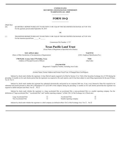 Thumbnail Texas Pacific Land Corporation
 Quarterly Report 2013-q3