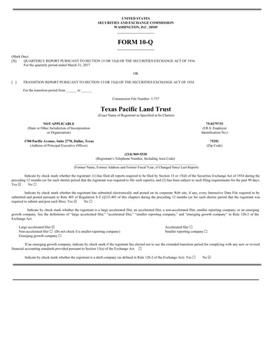 Thumbnail Texas Pacific Land Corporation
 Quarterly Report 2017-q1
