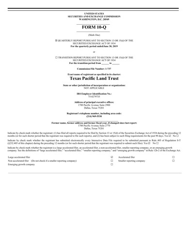 Thumbnail Texas Pacific Land Corporation
 Quarterly Report 2019-q2