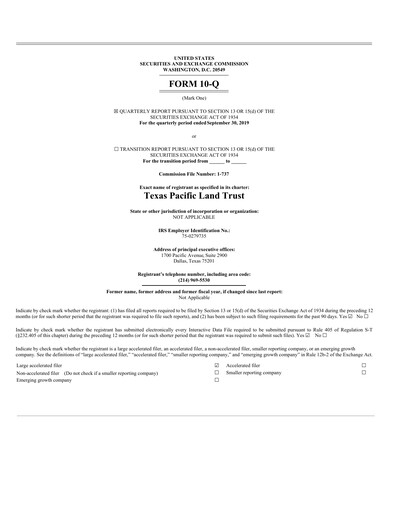 Thumbnail Texas Pacific Land Corporation
 Quarterly Report 2019-q3