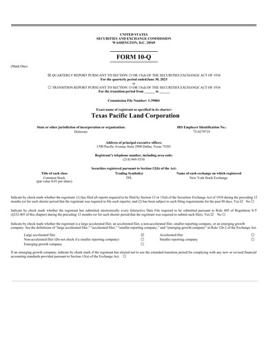 Thumbnail Texas Pacific Land Corporation
 Quarterly Report 2023-q2