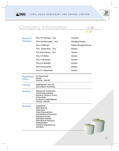 Thumbnail Tamil Nadu Newsprint and Papers Limited
 Annual Report 2007-2008