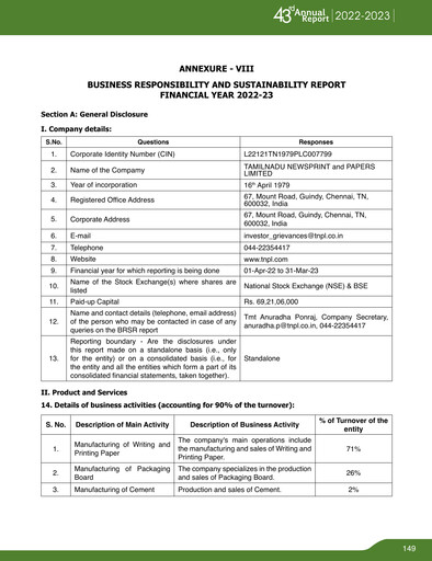 Thumbnail Tamil Nadu Newsprint and Papers Limited
 ESG Report 2022-2023
