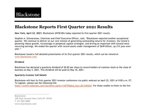 Thumbnail Blackstone Group Quarterly Report 2021-q1