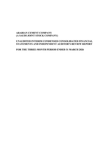 Vorschaubild Arabian Cement Company Quartalsbericht 2026-q1