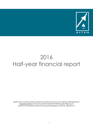 Thumbnail ALTEN Half-year Report 2016-h1