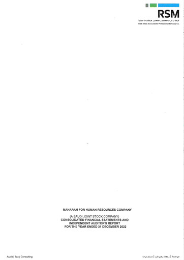 Vorschaubild Maharah for Human Resources Company Finanzmitteilung 2022