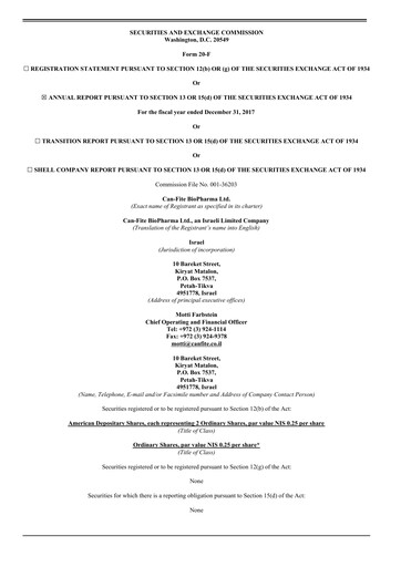 Thumbnail Can Fite Biopharma
 Annual Report 2017