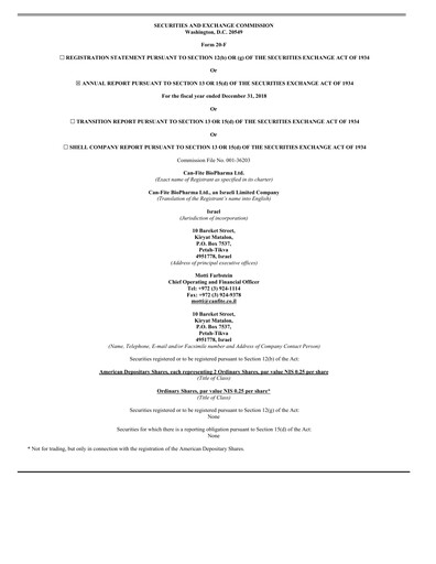 Thumbnail Can Fite Biopharma
 Annual Report 2018