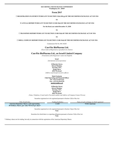 Thumbnail Can Fite Biopharma
 Annual Report 2020