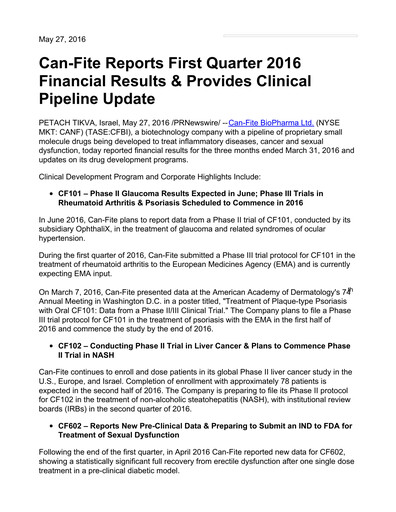 Thumbnail Can Fite Biopharma
 Financial Statement 2016-q1