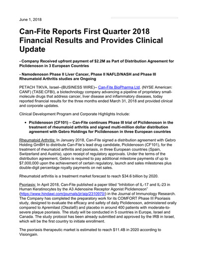Thumbnail Can Fite Biopharma
 Financial Statement 2018-q1