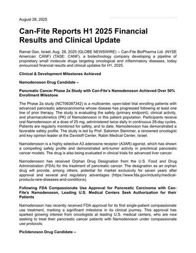 Thumbnail Can Fite Biopharma
 Financial Statement 2025-q2