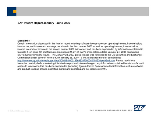 Thumbnail SAP Half-year Report 2006-h1