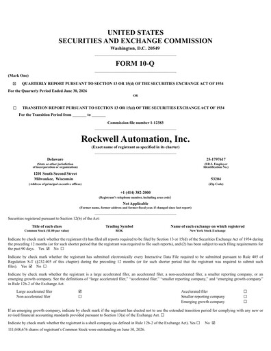 Vorschaubild Rockwell Automation
 Quartalsbericht 2026-q3